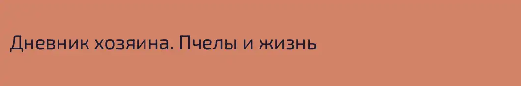 Дневник хозяина. Пчелы и жизнь